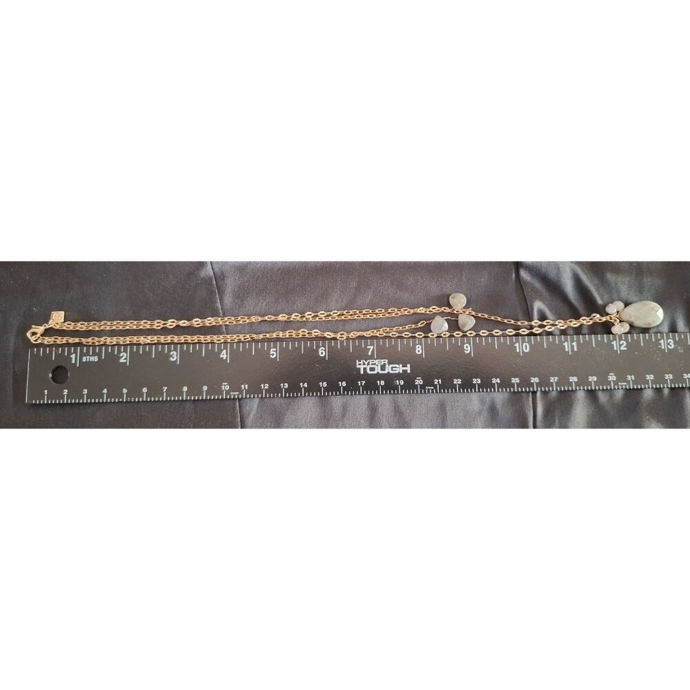 Banana Republic Layered Gold-tone Necklace with Gray Teardrop Stones-EUC - Picture 5 of 5